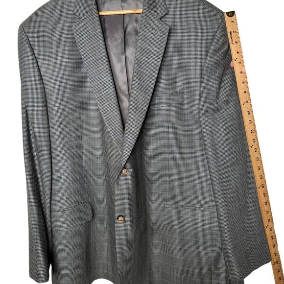 Ralph Lauren Men's 50R Silk & Wool Plaid 2 Button Blazer Houndstooth Jacket Gray - Picture 5 of 9